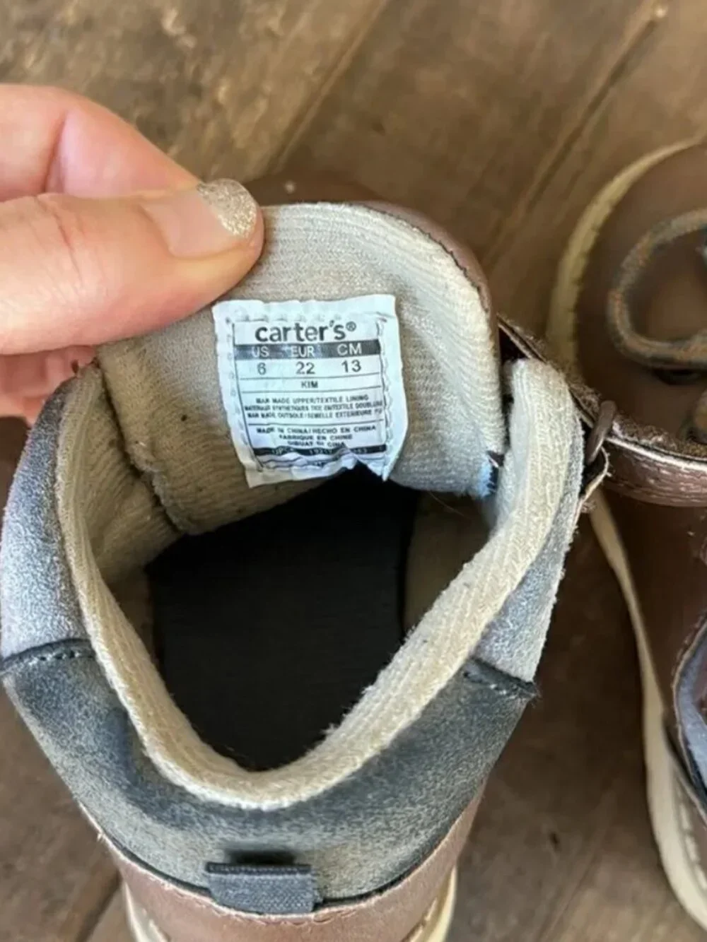 Carter’s Toddler Boots Size 6C Brown Winter Shoes Neutral Casual Lace Up Cold